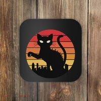 Catzilla Cat Japanese Sunset Retro Cute For Women Coaster thumb 0