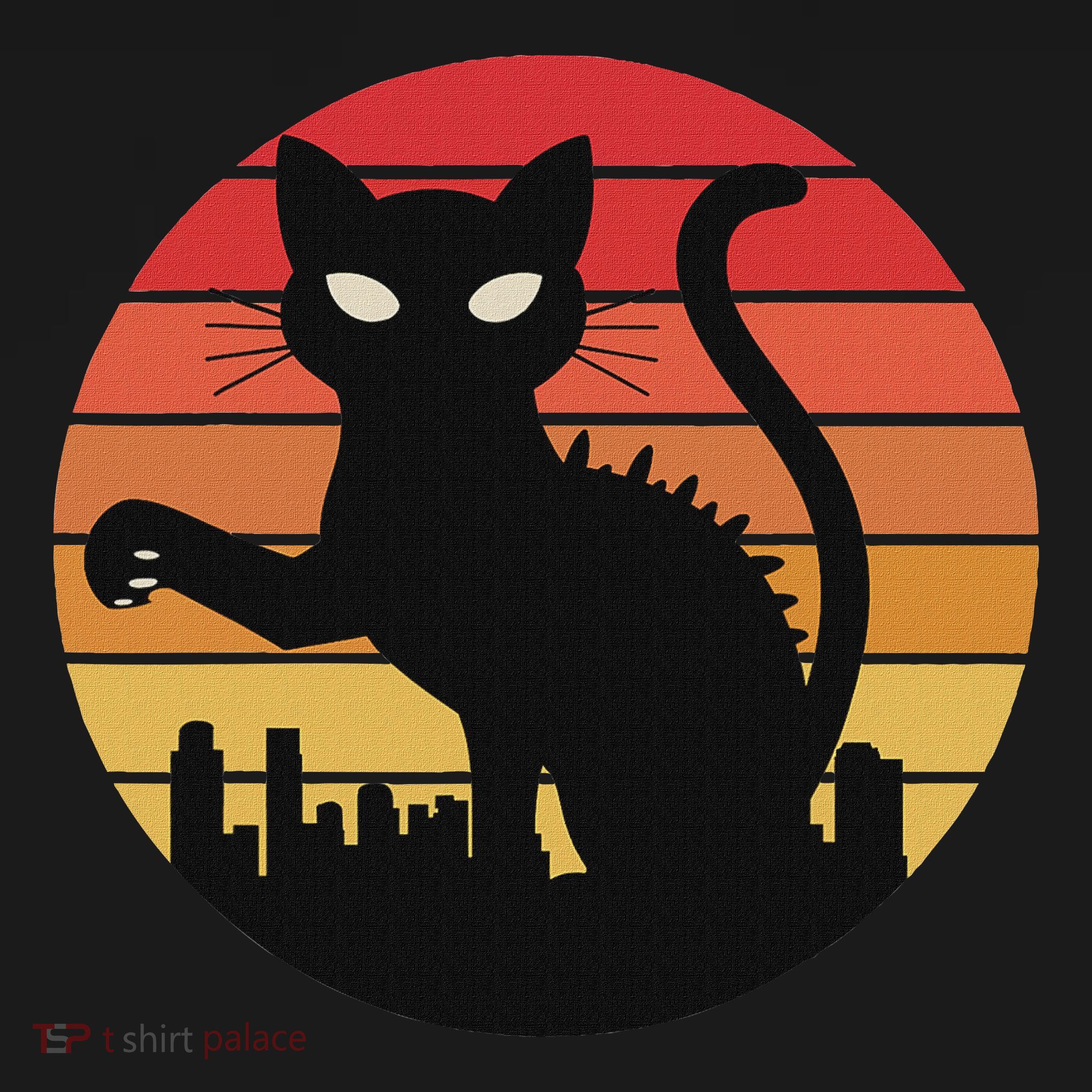 Catzilla Cat Japanese Sunset Retro Cute For Women Women's Hoodie