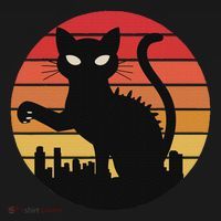 Catzilla Cat Japanese Sunset Retro Cute For Women Mousepad thumb 1