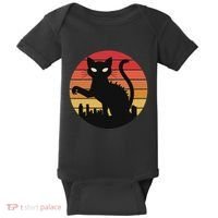 Catzilla Cat Japanese Sunset Retro Cute For Women Baby Bodysuit thumb 0