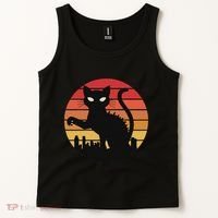 Catzilla Cat Japanese Sunset Retro Cute For Women Tank Top thumb 2