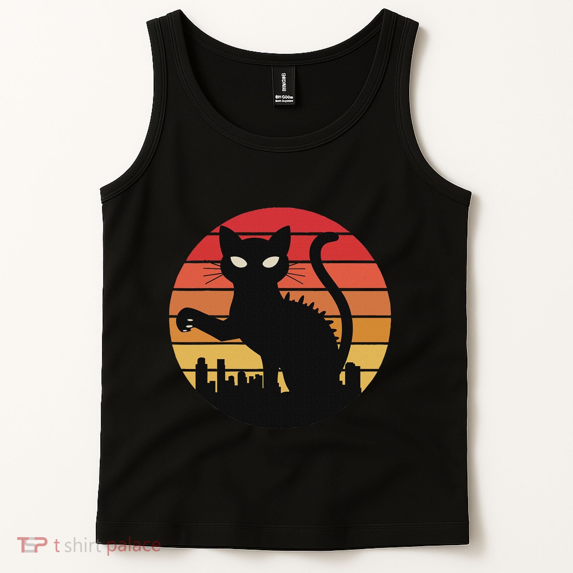 Catzilla Cat Japanese Sunset Retro Cute For Women Tank Top