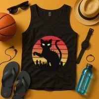 Catzilla Cat Japanese Sunset Retro Cute For Women Tank Top thumb 4