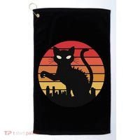 Catzilla Cat Japanese Sunset Retro Cute For Women Golf Towel thumb 0
