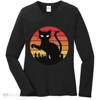 Catzilla Cat Japanese Sunset Retro Cute For Women Women's Long Sleeve Shirt thumb 0