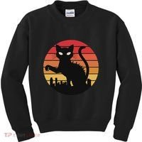 Catzilla Cat Japanese Sunset Retro Cute For Women Kids Sweatshirt thumb 0