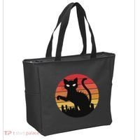 Catzilla Cat Japanese Sunset Retro Cute For Women Tote Bag thumb 2