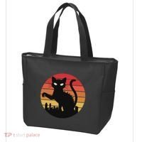 Catzilla Cat Japanese Sunset Retro Cute For Women Tote Bag thumb 3