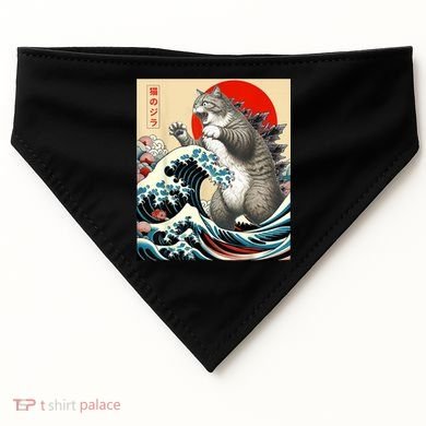 Catzilla Cat Japanese Art Funny Cat USA-Made Doggie Bandana