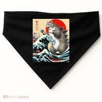 Catzilla Cat Japanese Art Funny Cat USA-Made Doggie Bandana thumb 0