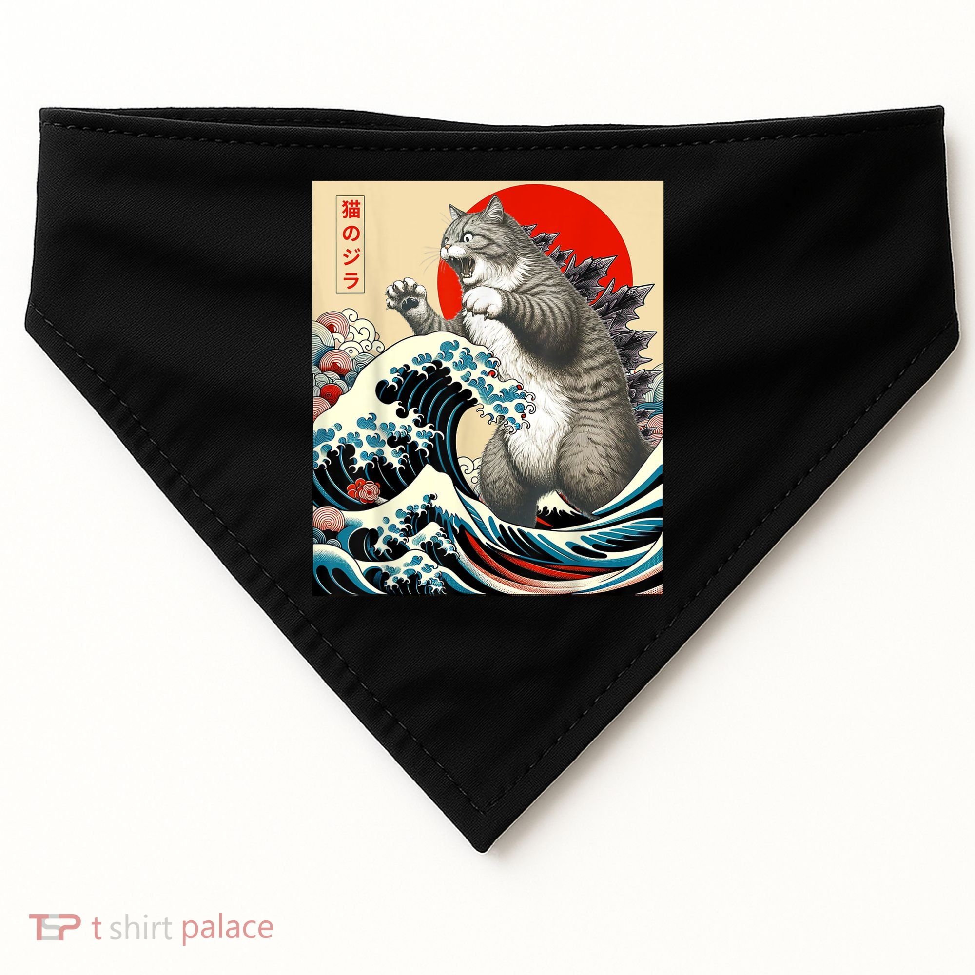 Catzilla Cat Japanese Art Funny Cat USA-Made Doggie Bandana
