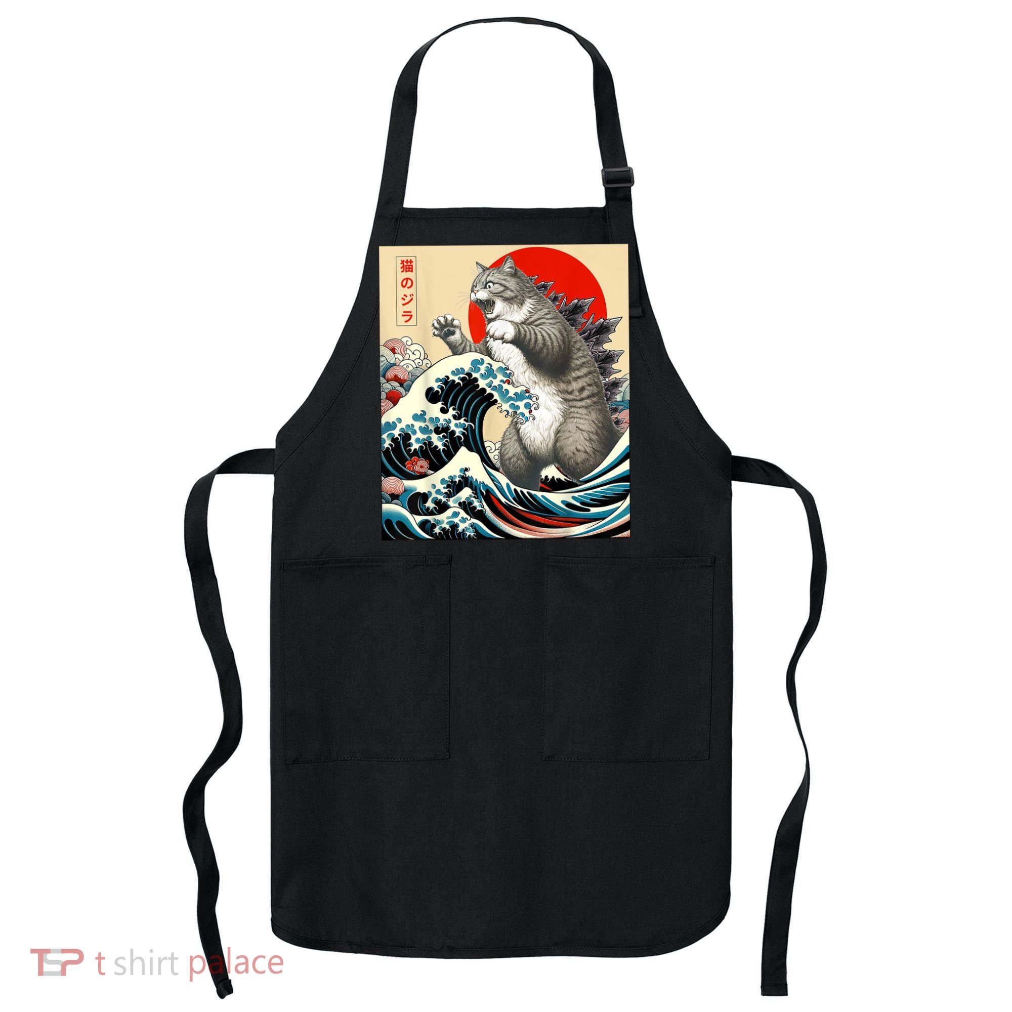 Catzilla Cat Japanese Art Funny Cat Apron