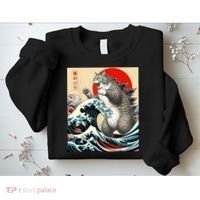 Catzilla Cat Japanese Art Funny Cat Sweatshirt thumb 2