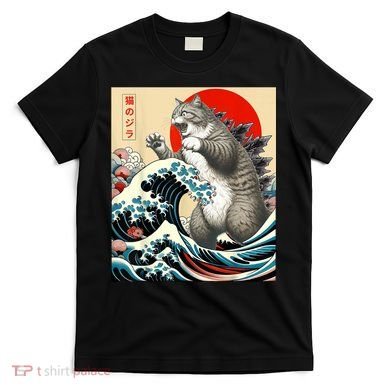 Catzilla Cat Japanese Art Funny Cat T-Shirt
