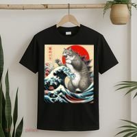 Catzilla Cat Japanese Art Funny Cat T-Shirt thumb 2