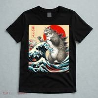 Catzilla Cat Japanese Art Funny Cat T-Shirt thumb 5