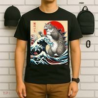 Catzilla Cat Japanese Art Funny Cat T-Shirt thumb 6