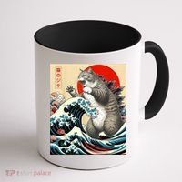 Catzilla Cat Japanese Art Funny Cat Coffee Mug thumb 1
