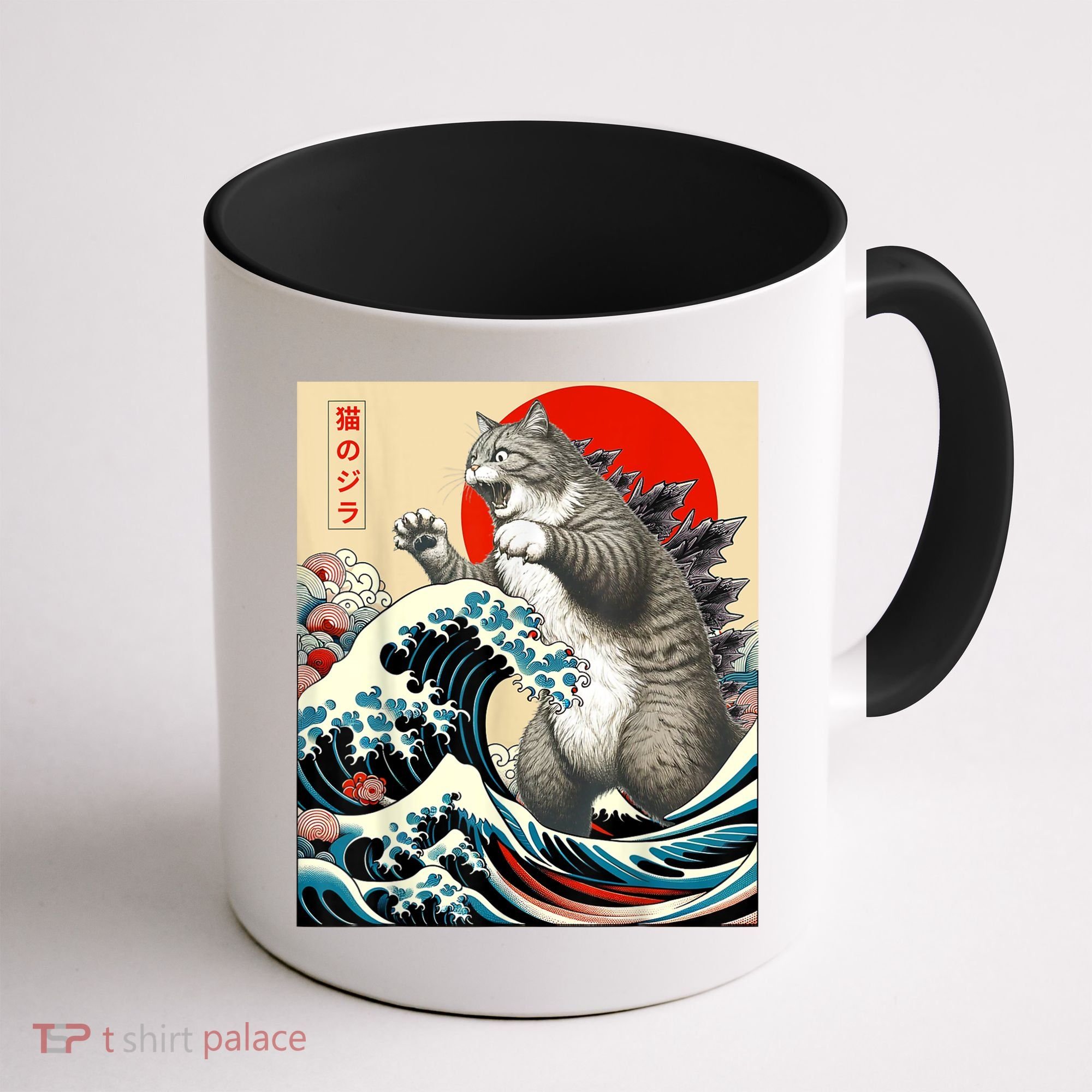 Catzilla Cat Japanese Art Funny Cat Coffee Mug