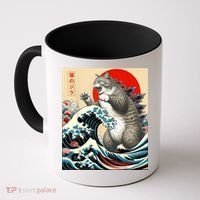 Catzilla Cat Japanese Art Funny Cat Coffee Mug thumb 0