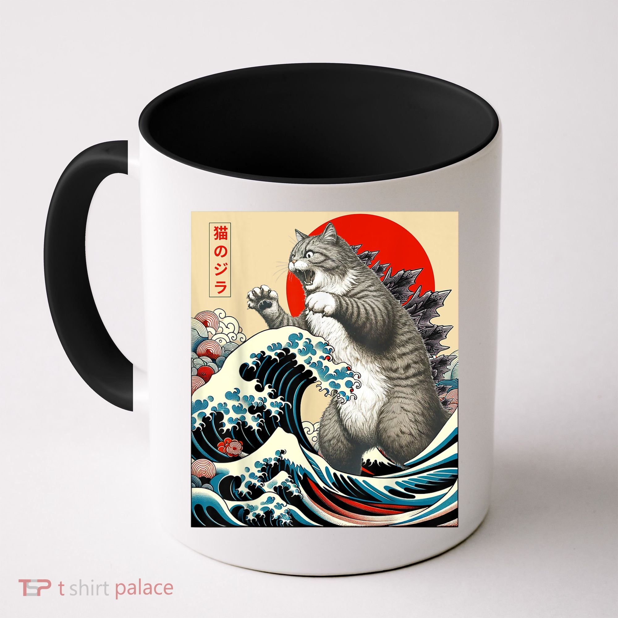Catzilla Cat Japanese Art Funny Cat Coffee Mug