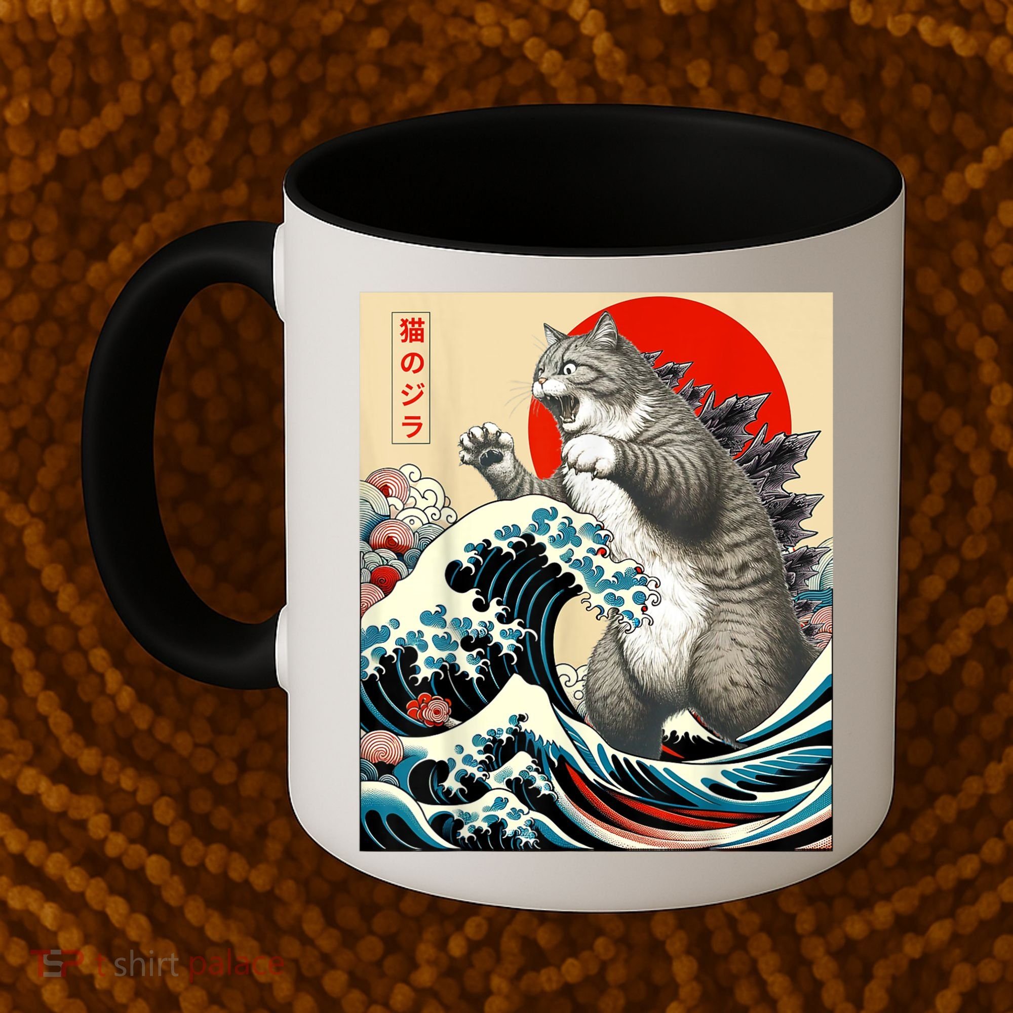Catzilla Cat Japanese Art Funny Cat Coffee Mug