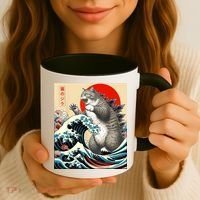 Catzilla Cat Japanese Art Funny Cat Coffee Mug thumb 3