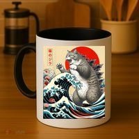 Catzilla Cat Japanese Art Funny Cat Coffee Mug thumb 4