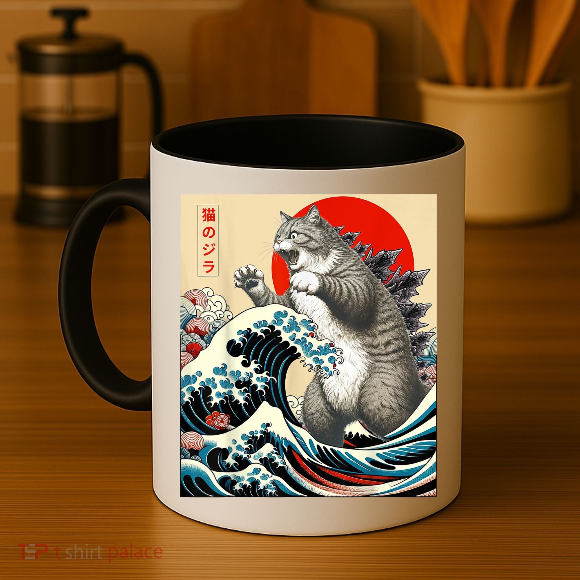 Catzilla Cat Japanese Art Funny Cat Coffee Mug