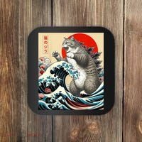 Catzilla Cat Japanese Art Funny Cat Coaster thumb 0