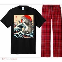 Catzilla Cat Japanese Art Funny Cat Pajama Set thumb 0