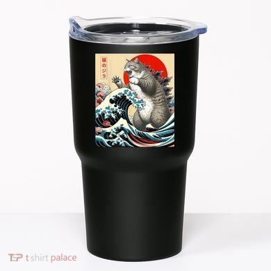 Catzilla Cat Japanese Art Funny Cat Tumbler