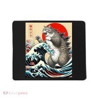 Catzilla Cat Japanese Art Funny Cat Mousepad thumb 0