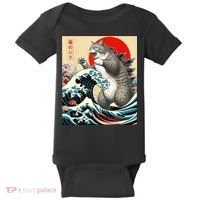 Catzilla Cat Japanese Art Funny Cat Baby Bodysuit thumb 0