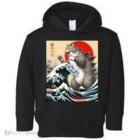Catzilla Cat Japanese Art Funny Cat Toddler Hoodie thumb 0