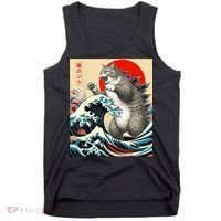 Catzilla Cat Japanese Art Funny Cat Tank Top thumb 0