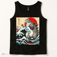 Catzilla Cat Japanese Art Funny Cat Tank Top thumb 2