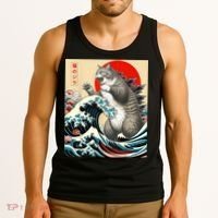 Catzilla Cat Japanese Art Funny Cat Tank Top thumb 3