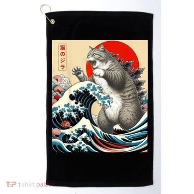 Catzilla Cat Japanese Art Funny Cat Golf Towel