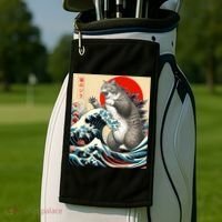 Catzilla Cat Japanese Art Funny Cat Golf Towel thumb 2