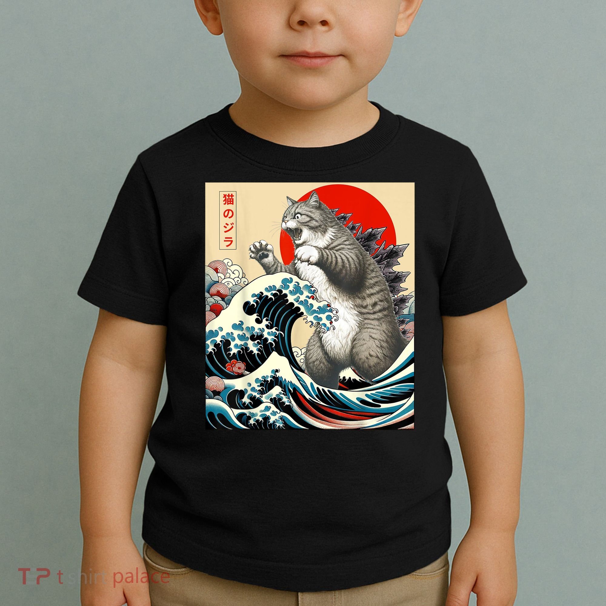 Catzilla Cat Japanese Art Funny Cat Toddler T-Shirt
