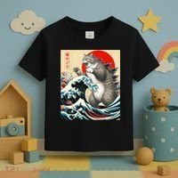 Catzilla Cat Japanese Art Funny Cat Toddler T-Shirt thumb 3