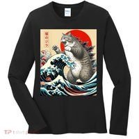 Catzilla Cat Japanese Art Funny Cat Women's Long Sleeve Shirt thumb 0