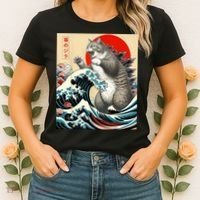 Catzilla Cat Japanese Art Funny Cat Women's T-Shirt thumb 2