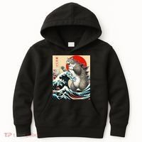Catzilla Cat Japanese Art Funny Cat Kids Hoodie thumb 0