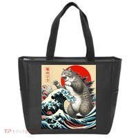 Catzilla Cat Japanese Art Funny Cat Tote Bag thumb 0