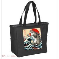 Catzilla Cat Japanese Art Funny Cat Tote Bag thumb 2