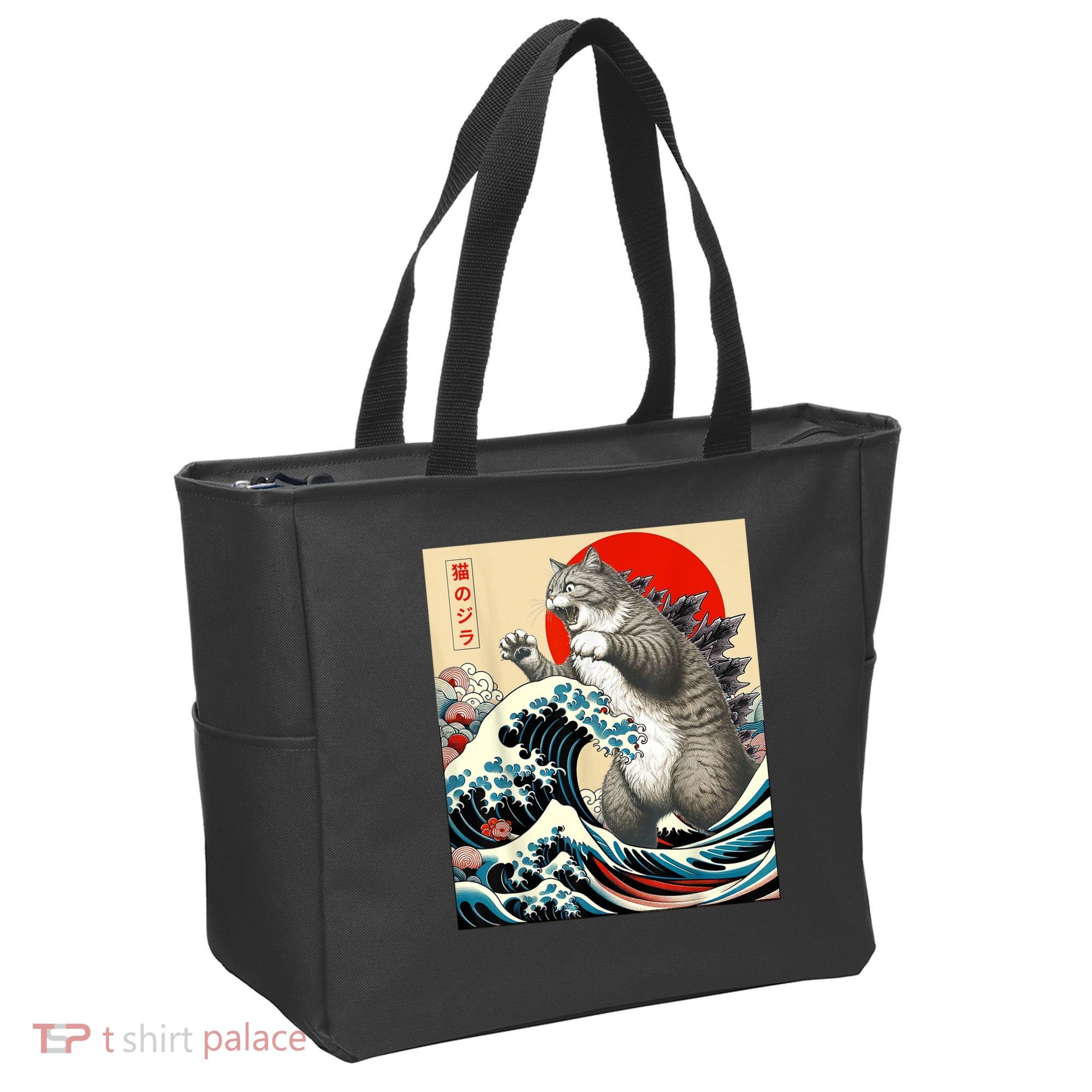 Catzilla Cat Japanese Art Funny Cat Tote Bag