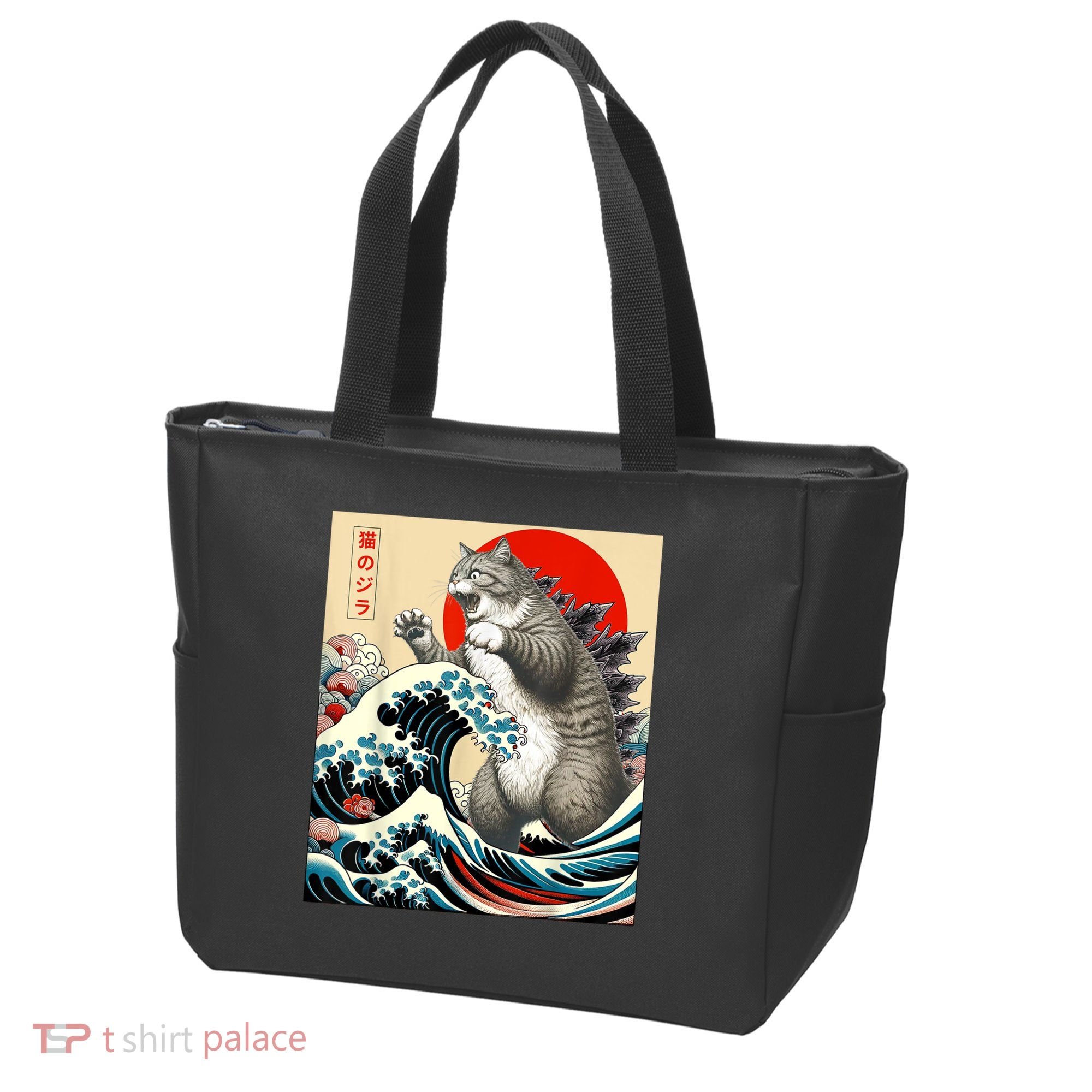 Catzilla Cat Japanese Art Funny Cat Tote Bag
