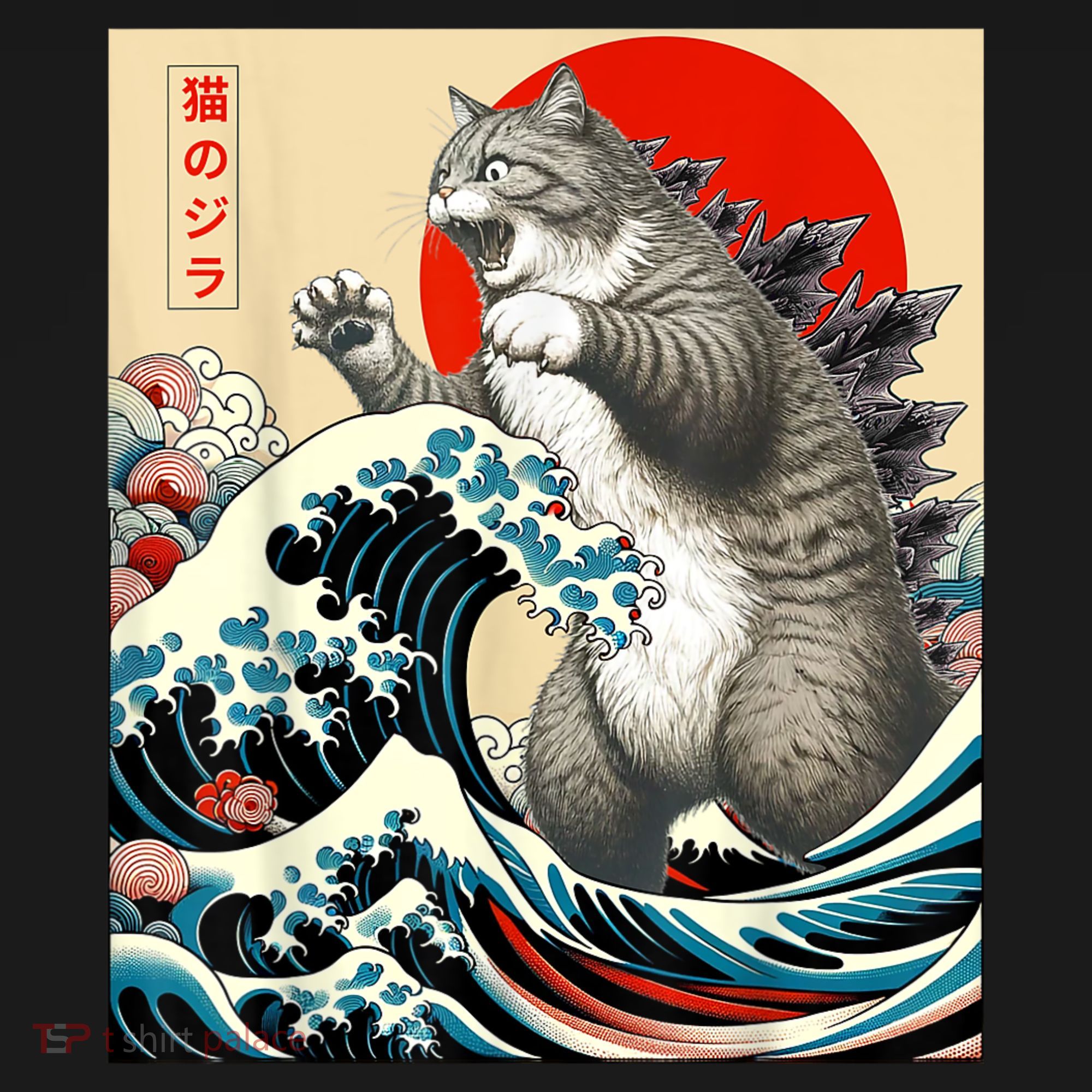 Catzilla Cat Japanese Art Funny Cat Tote Bag